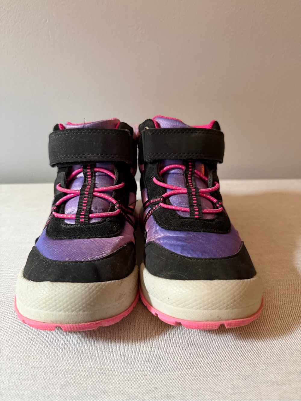 Stride Rite Purple and Black Kids Boots with Pink Accents